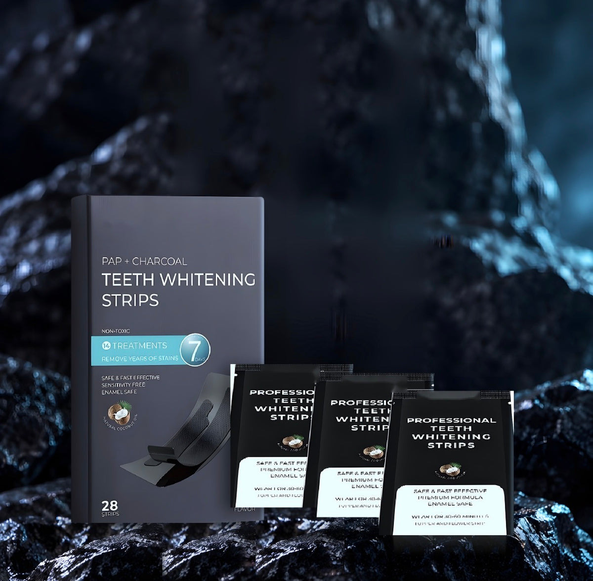 Freshora charcoal whitening strips 28 pack