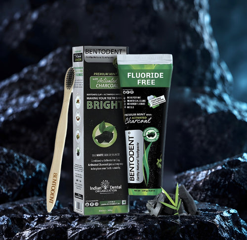 Freshora activated charcoal toothpaste, fluoride-free mint